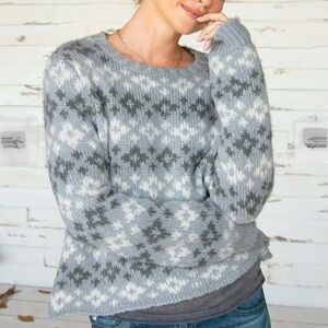 Wooden Ships Sweater Knit Pullover Women’s Size S/M Gray White